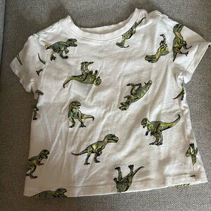 Old Navy White Kids T-Shirt with Green Dinosaur Print
